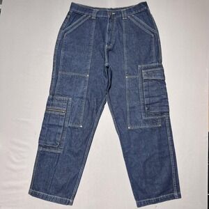 Urban Edge Cargo Carpenter Workwear Utility Jeans‎ Mens 35x30 Blue Denim Y2K